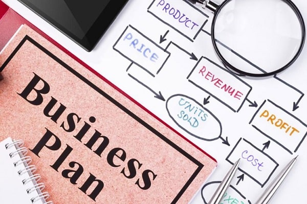 دفترچه با عبارت Business Plan