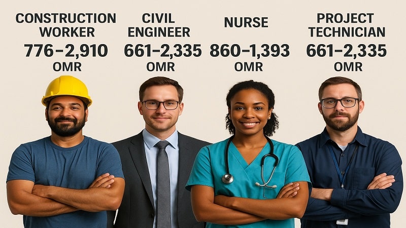 ویزای کار عمان ؛ حقوق پایه مشاغل مخلف